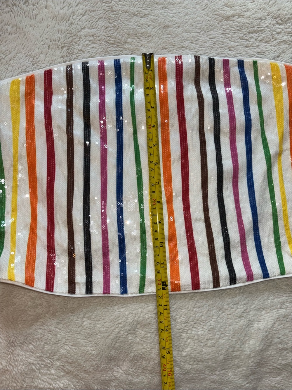 (🎃3 for 12🎃) Target Pride White and Rainbow Striped Sequin Crop Tube Top - Picture 5 of 5